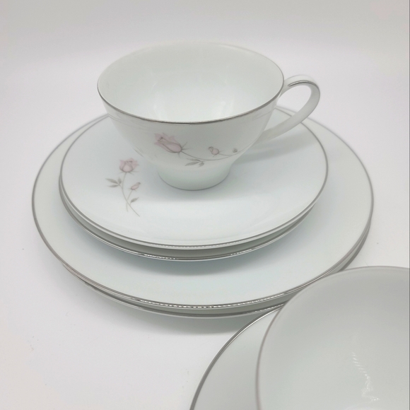 NORITAKE PASADENA Platinum Rim 7-Pc Dinnerware Set - Picture 4 of 5